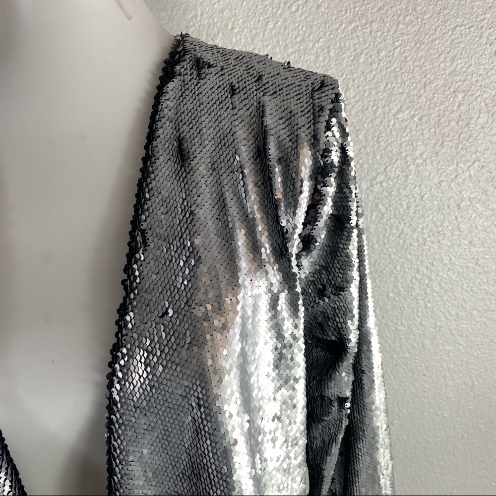 Chaser Sequin Sliver & Black Open Draped Jacket S… - image 5